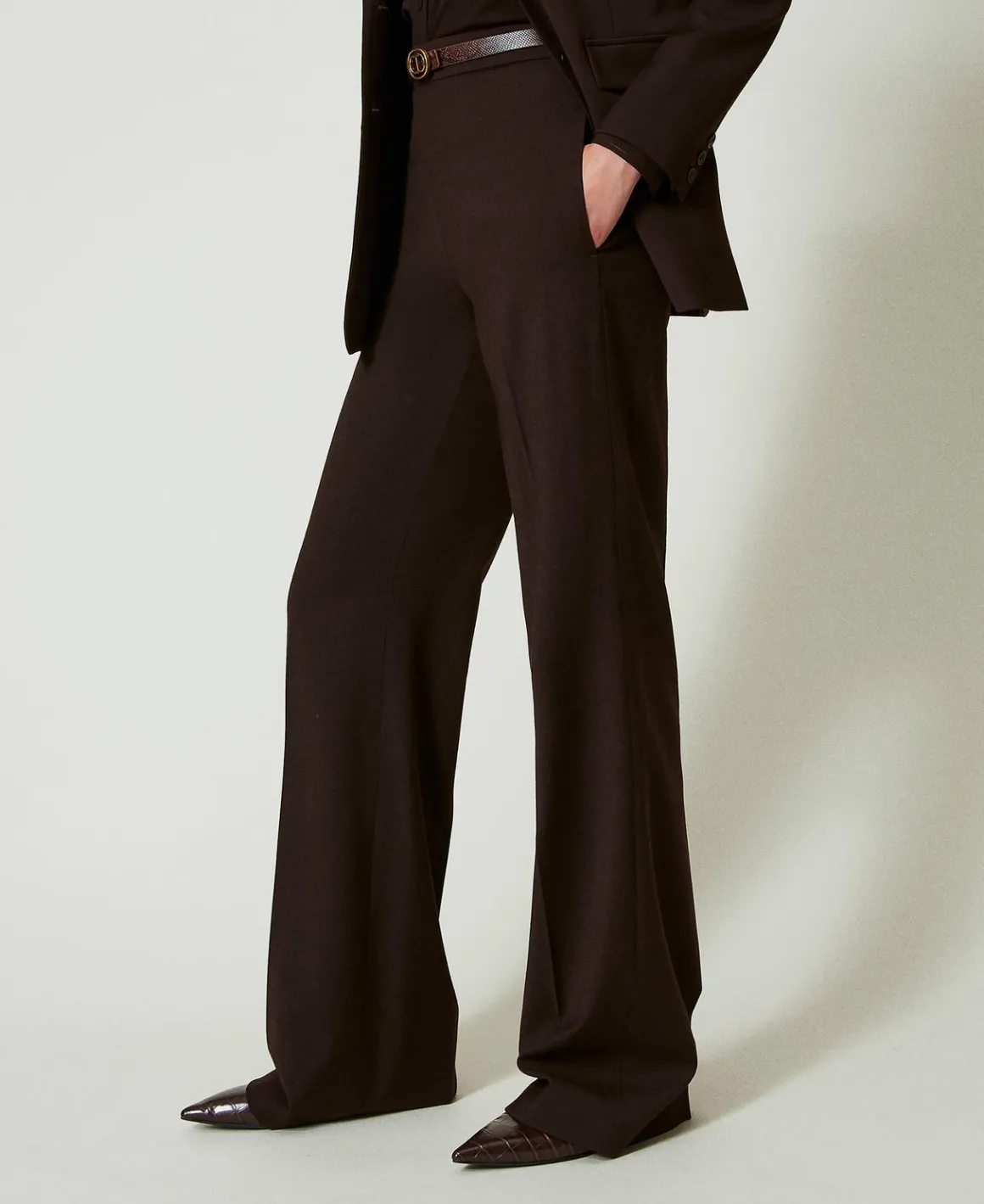 TWINSET Milano Pantaloni A Vita Alta In Lana Stretch | Pantaloni Eleganti | Pantaloni Dritti E A Sigaretta