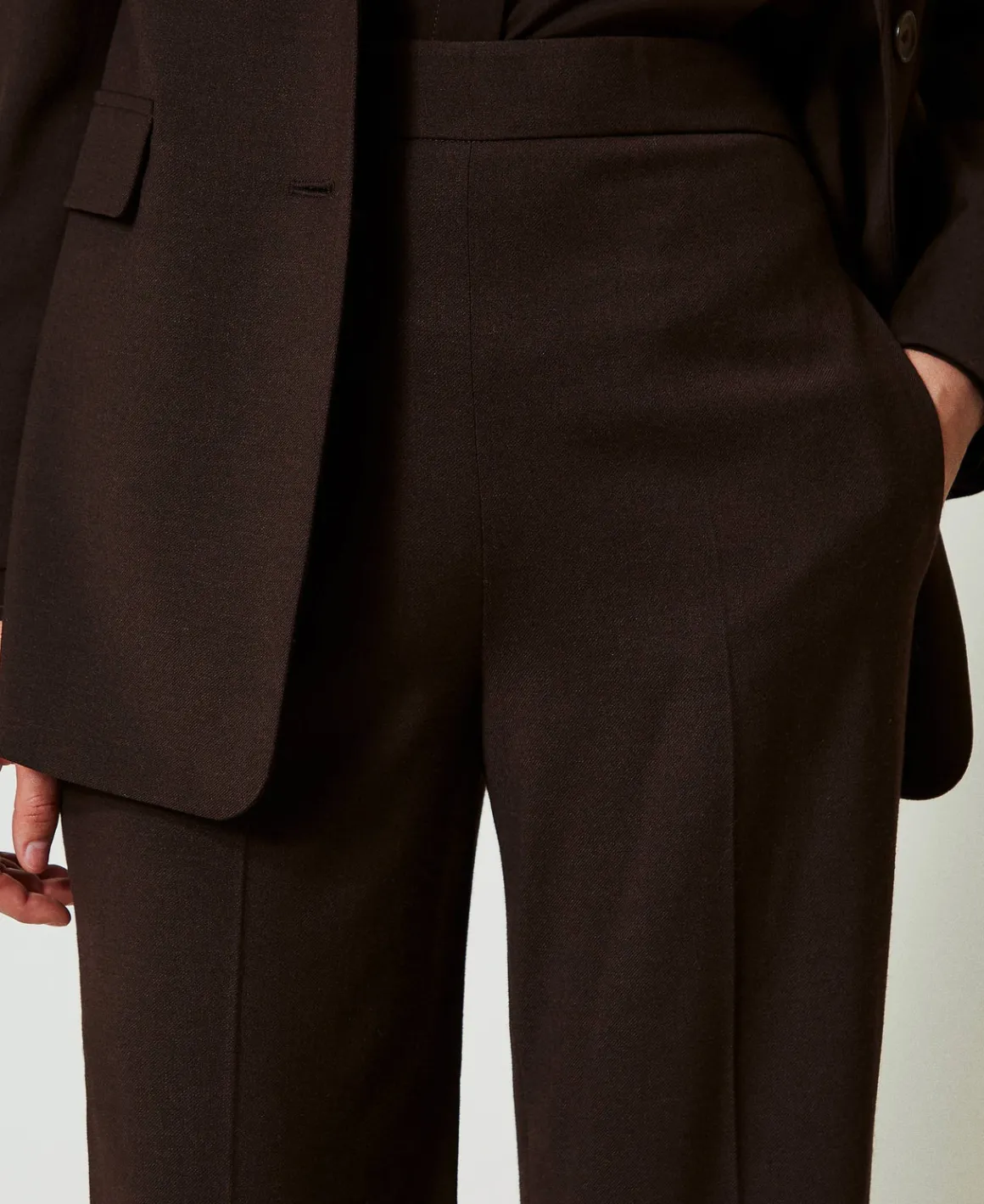TWINSET Milano Pantaloni A Vita Alta In Lana Stretch | Pantaloni Eleganti | Pantaloni Dritti E A Sigaretta