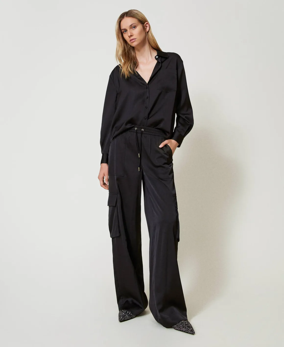 TWINSET Milano Pantaloni Cargo In Raso | Pantaloni Cargo | Pantaloni Ampi E A Palazzo