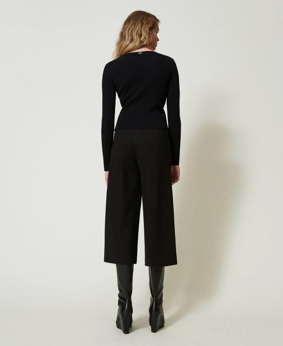 TWINSET Milano Pantaloni Cropped Con Cinturino Oval T | Pantaloni Ampi E A Palazzo