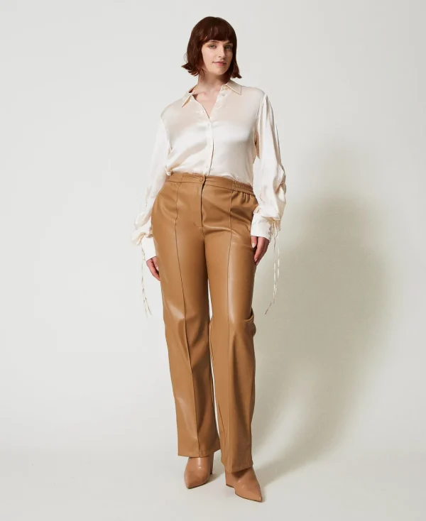TWINSET Milano Pantaloni Effetto Pelle Con Elastico | Pantaloni Dritti E A Sigaretta