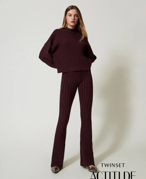 TWINSET Milano Pantaloni Flare In Maglia A Trecce | Pantaloni Flare