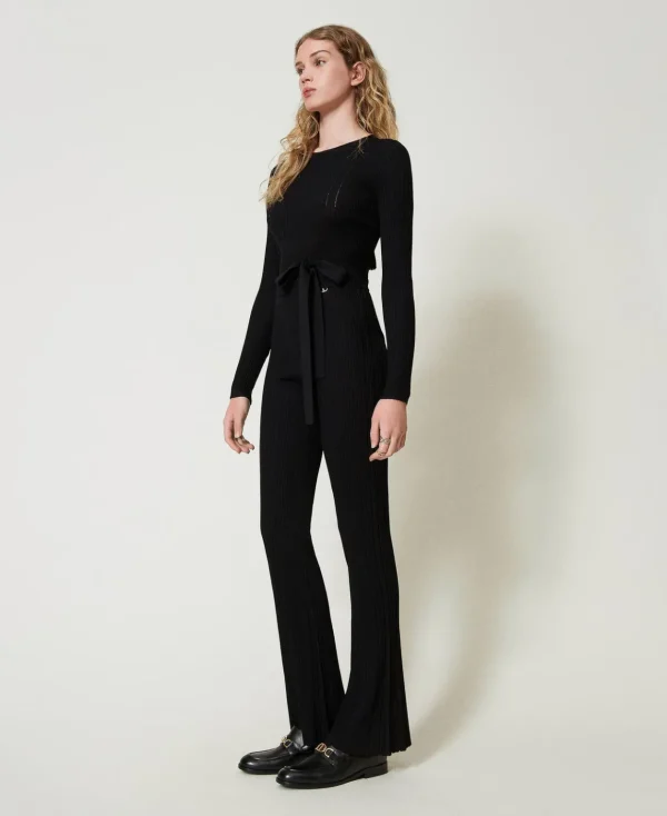 TWINSET Milano Pantaloni Flare In Maglia A Costine | Pantaloni Flare