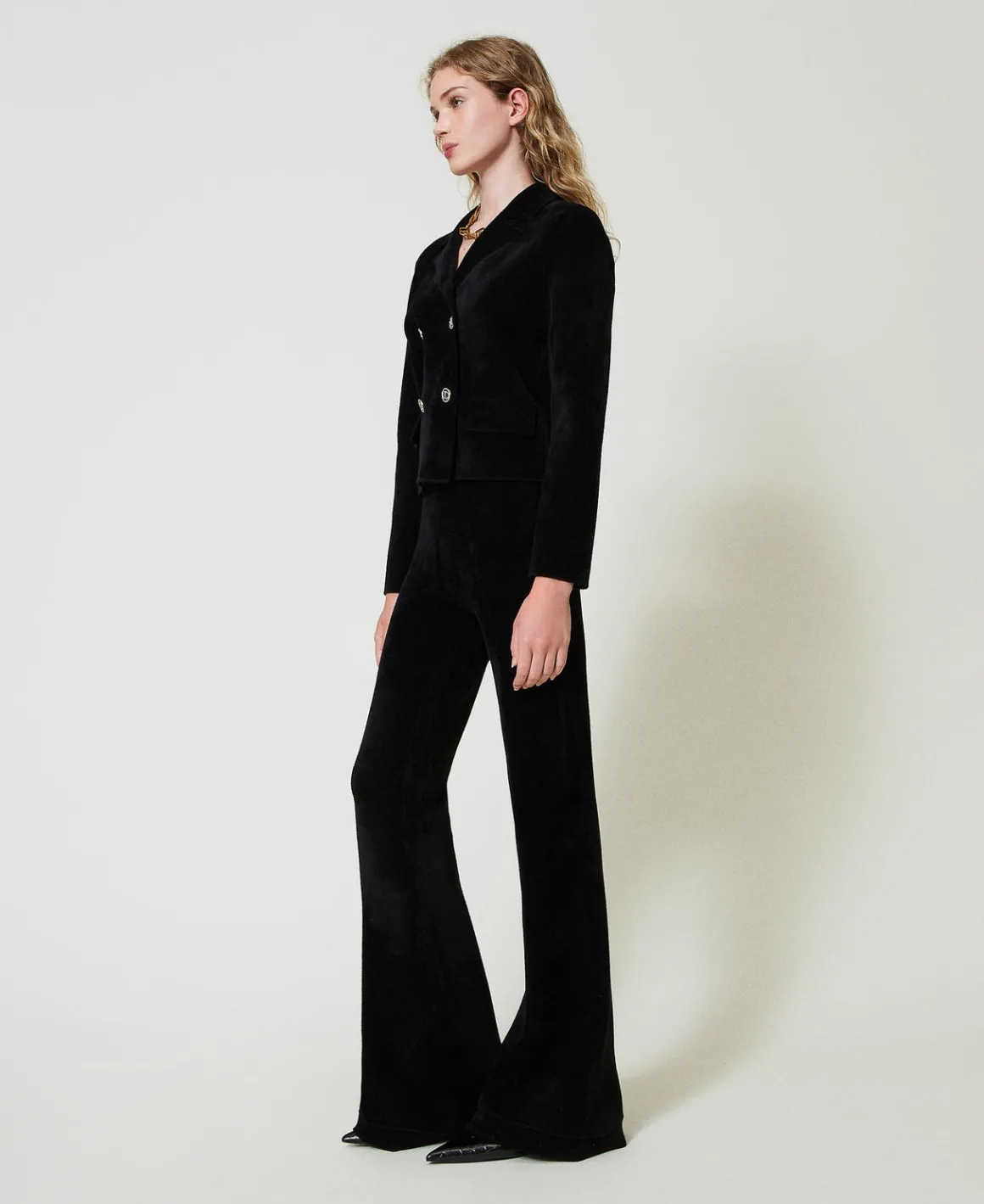 TWINSET Milano Pantaloni Flare In Maglia Con Bottoni Oval T | Pantaloni Eleganti | Pantaloni Flare