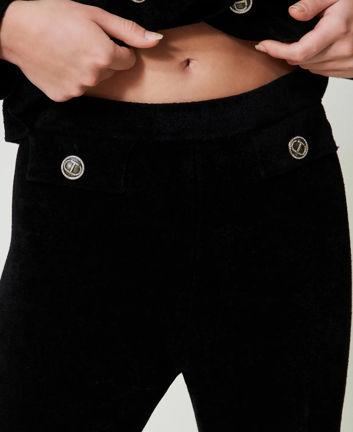 TWINSET Milano Pantaloni Flare In Maglia Con Bottoni Oval T | Pantaloni Eleganti | Pantaloni Flare