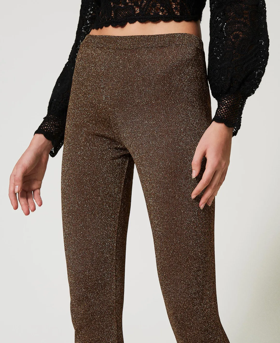 TWINSET Milano Pantaloni Flare In Maglia Con Lurex | Pantaloni Eleganti | Pantaloni Flare
