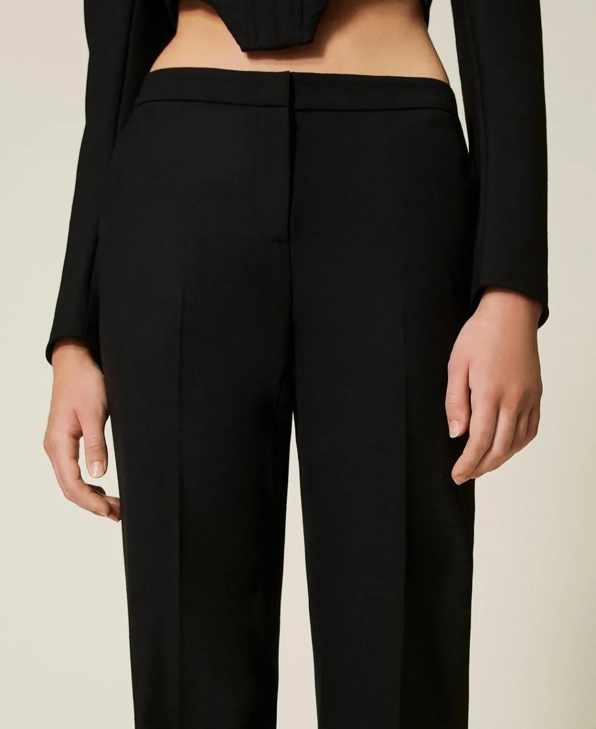 TWINSET Milano Pantaloni Flare In Serge Misto Lana | Pantaloni Eleganti | Pantaloni Flare