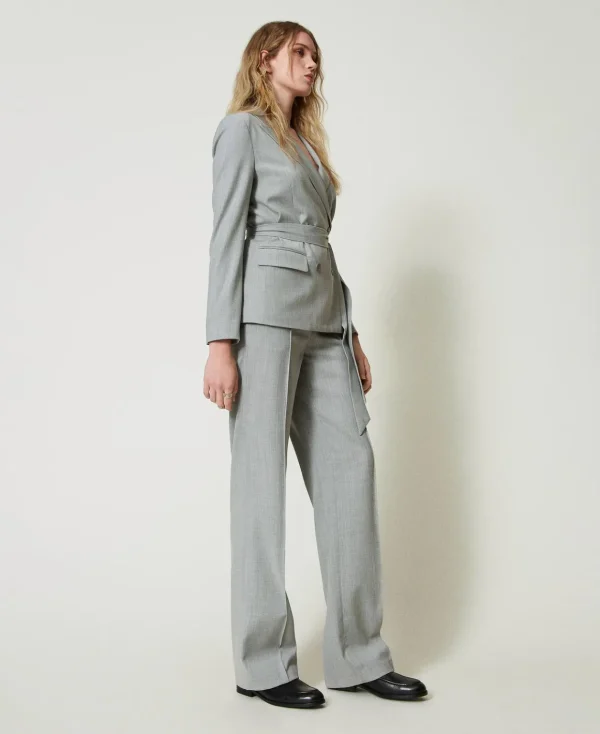 TWINSET Milano Pantaloni In Misto Lana Con Piega | Pantaloni Dritti E A Sigaretta | Pantaloni Eleganti