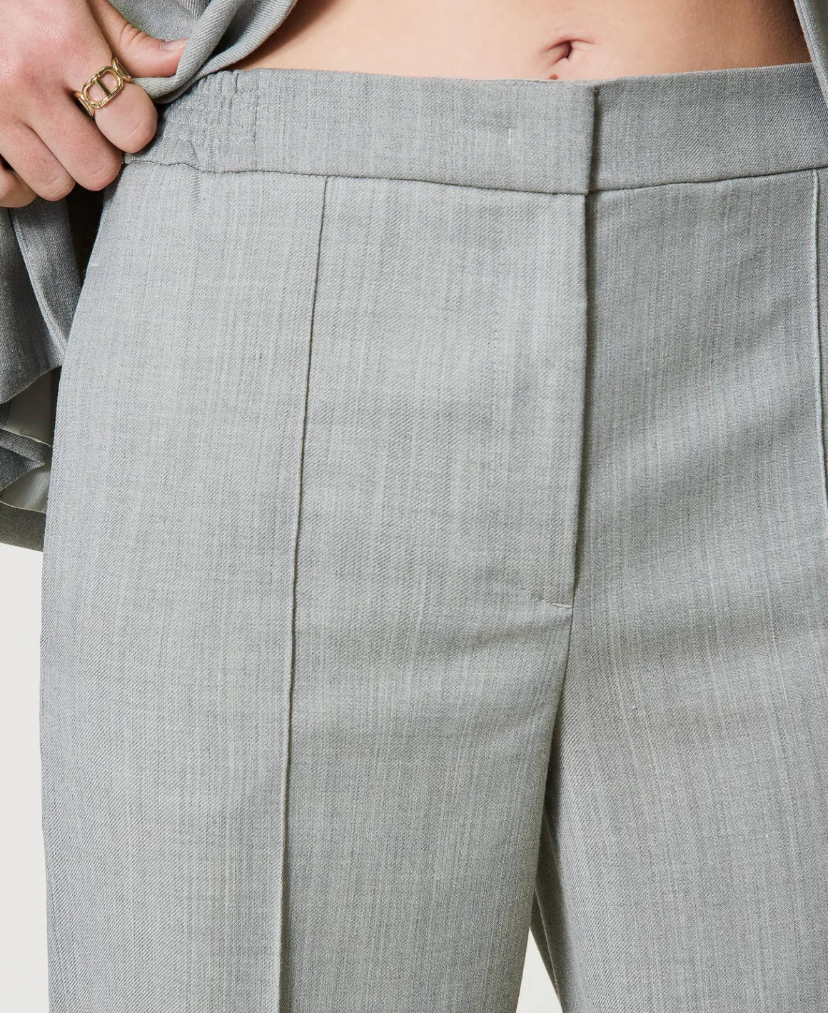 TWINSET Milano Pantaloni In Misto Lana Con Piega | Pantaloni Dritti E A Sigaretta | Pantaloni Eleganti