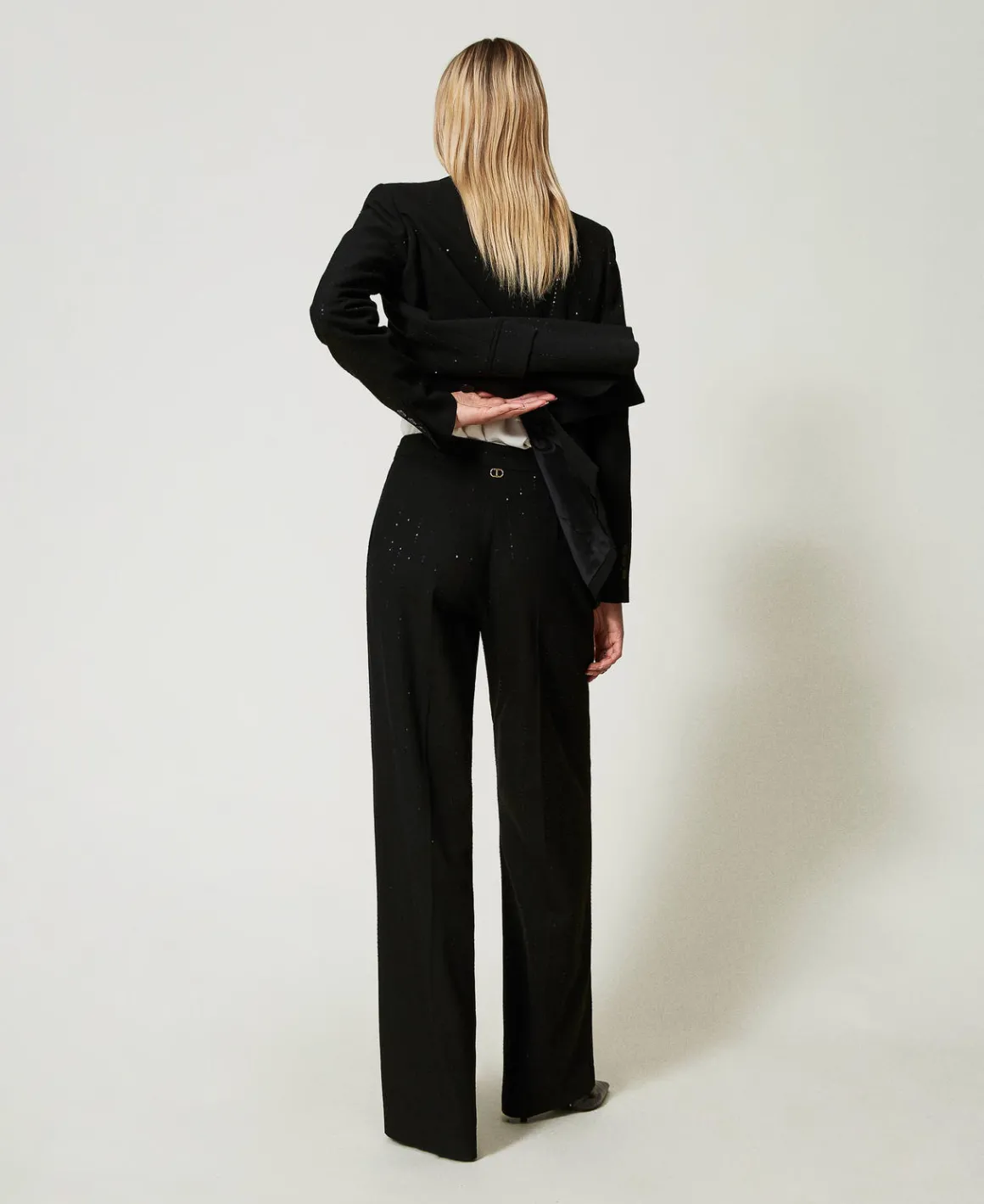 TWINSET Milano Pantaloni In Panno Con Paillettes | Pantaloni Eleganti | Pantaloni Ampi E A Palazzo
