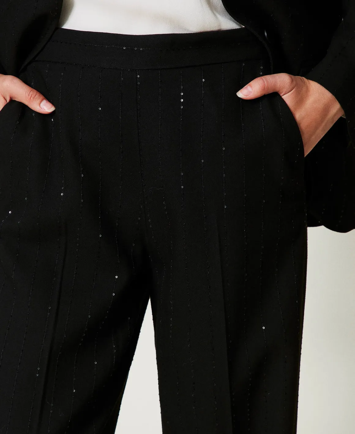 TWINSET Milano Pantaloni In Panno Con Paillettes | Pantaloni Eleganti | Pantaloni Ampi E A Palazzo