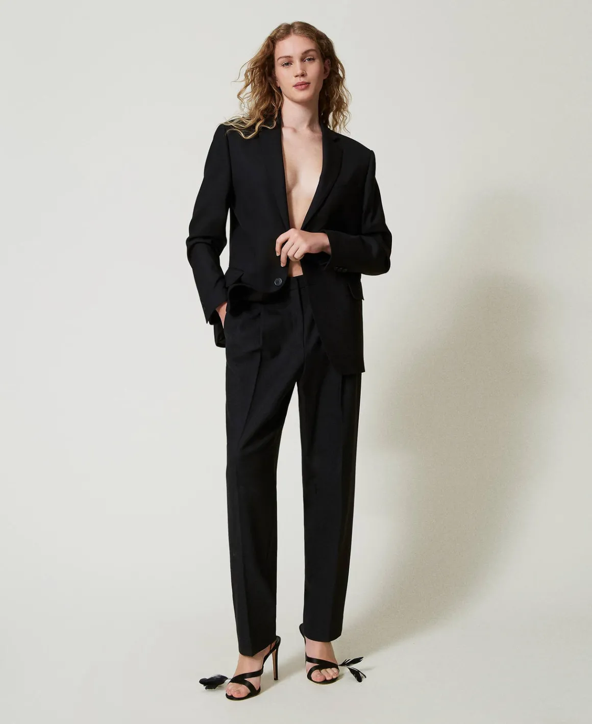 TWINSET Milano Pantaloni In Serge Misto Lana | Pantaloni Eleganti | Pantaloni Dritti E A Sigaretta