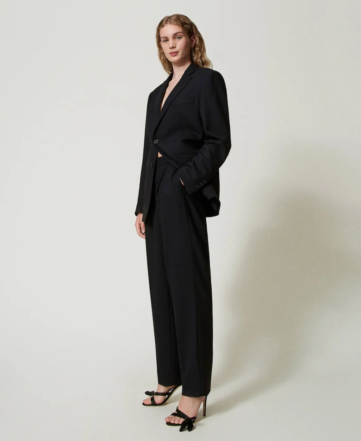 TWINSET Milano Pantaloni In Serge Misto Lana | Pantaloni Eleganti | Pantaloni Dritti E A Sigaretta