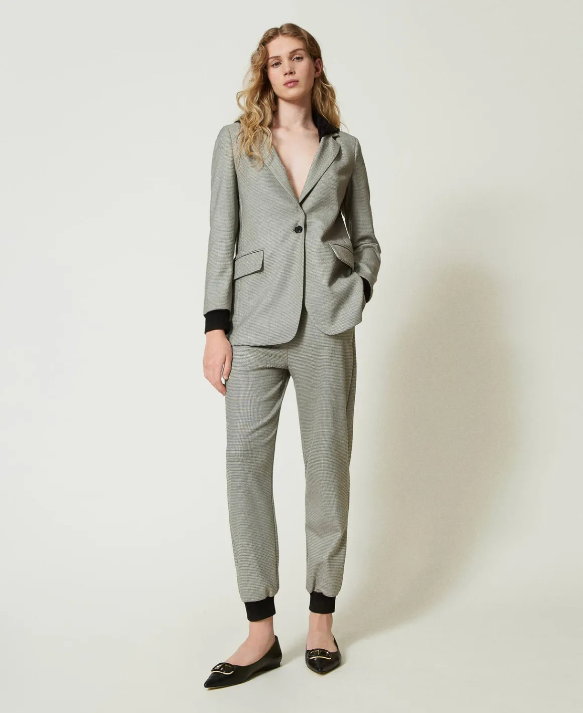 TWINSET Milano Pantaloni Joggers In Pied De Poule | Pantaloni Jogging