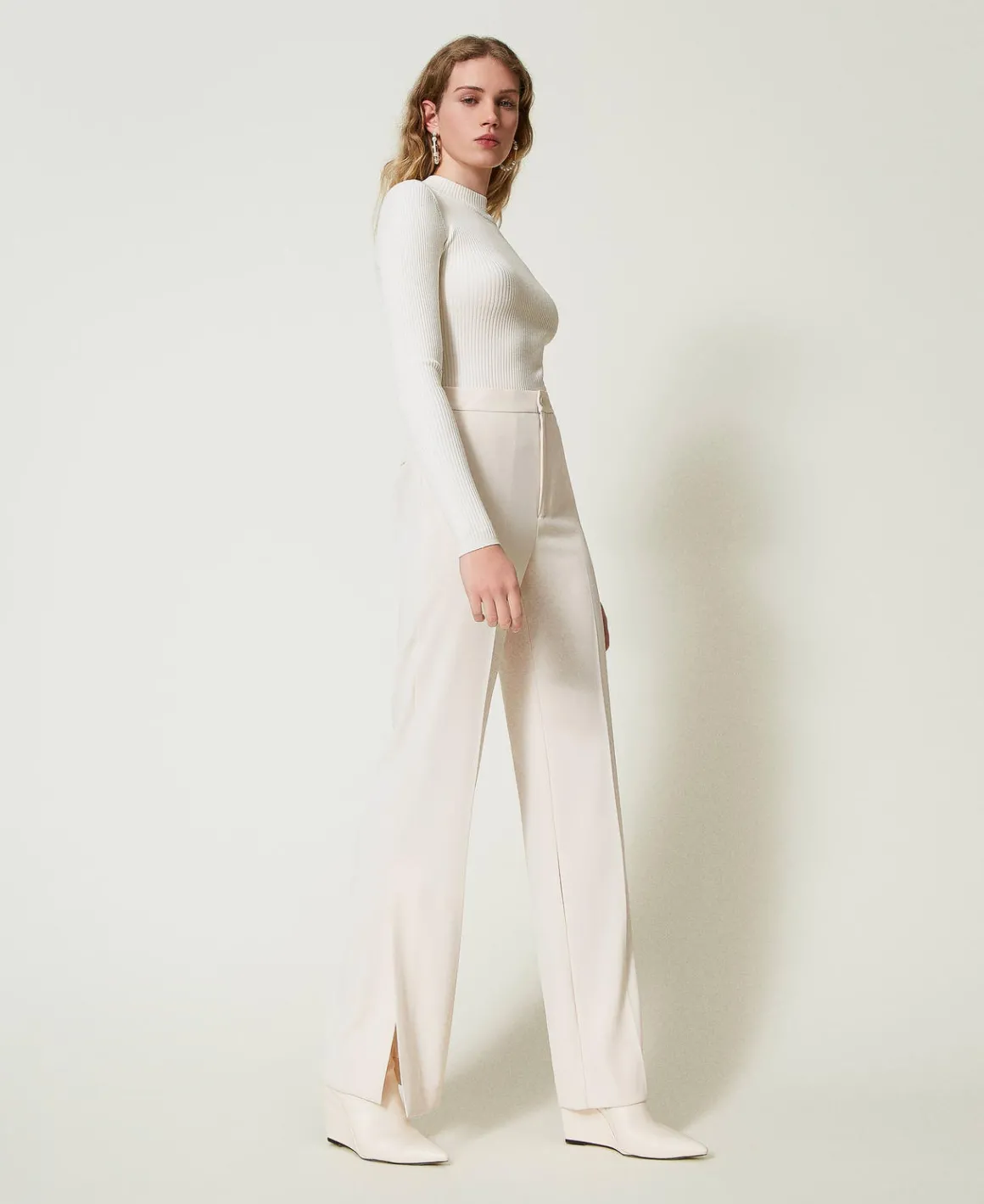 TWINSET Milano Pantaloni Straight Leg Con Spacchi | Pantaloni Eleganti | Pantaloni Dritti E A Sigaretta