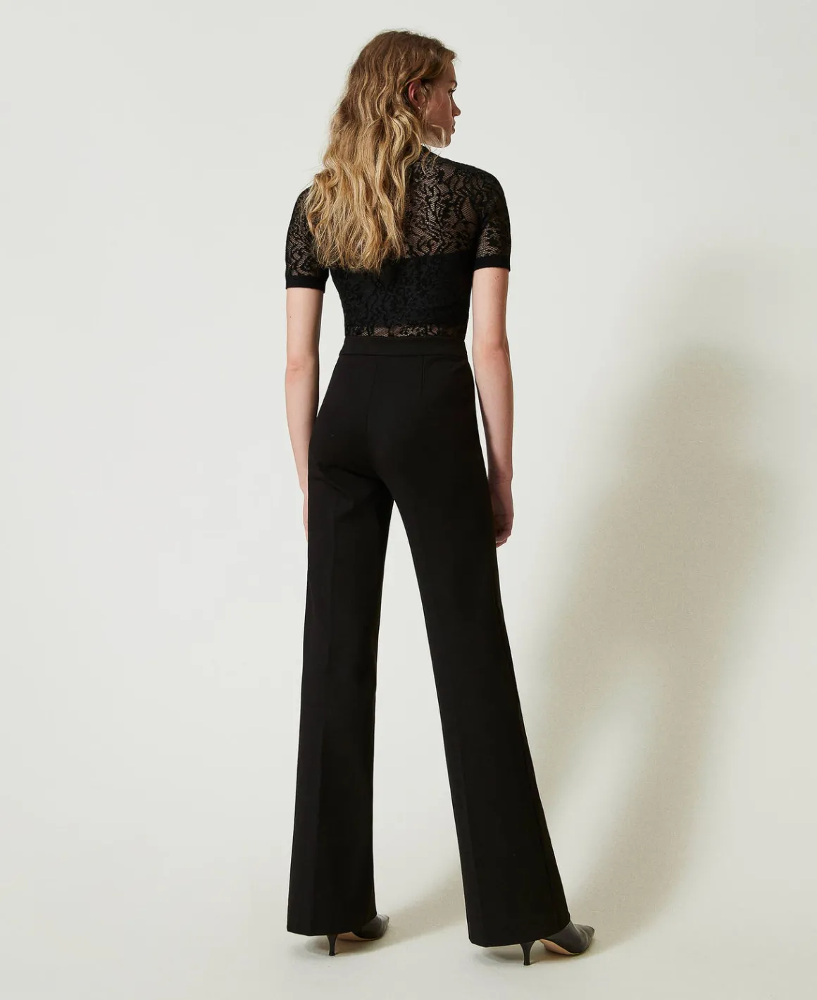 TWINSET Milano Pantaloni Straight Leg Con Cinturino Oval T | Pantaloni Eleganti | Pantaloni Dritti E A Sigaretta