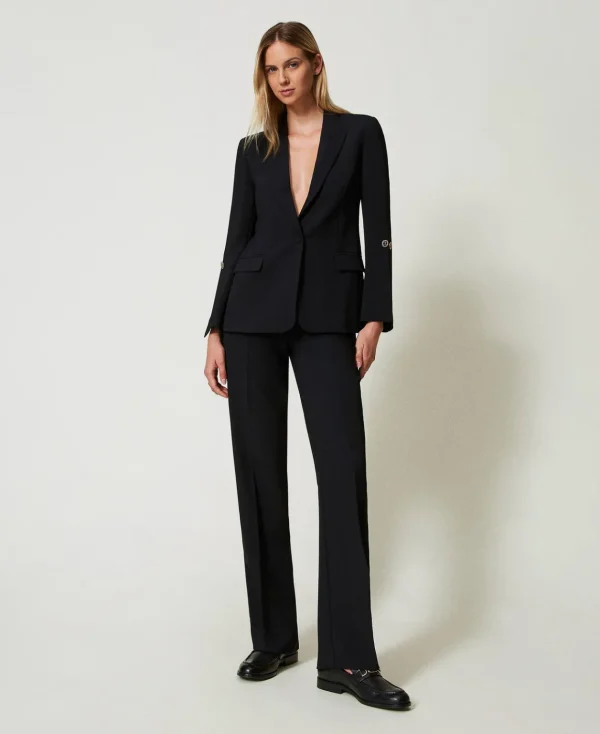 TWINSET Milano Pantaloni Straight Leg In Crêpe Cady | Pantaloni Eleganti | Pantaloni Dritti E A Sigaretta