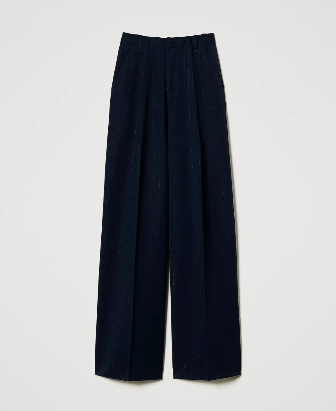 TWINSET Milano Pantaloni Wide Leg Gessati Lurex | Pantaloni Eleganti | Pantaloni Ampi E A Palazzo