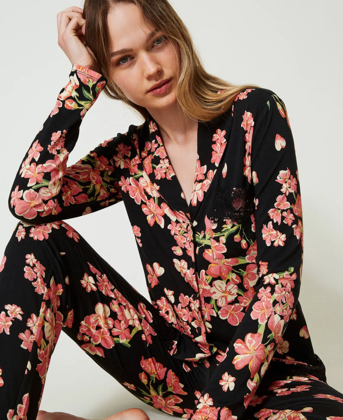 TWINSET Milano Pigiama A Uomo Stampato Con Pizzo | Intimo E Nightwear