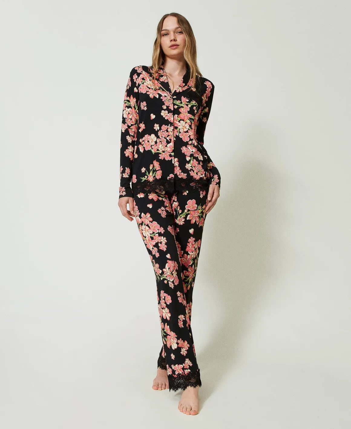 TWINSET Milano Pigiama A Uomo Stampato Con Pizzo | Intimo E Nightwear