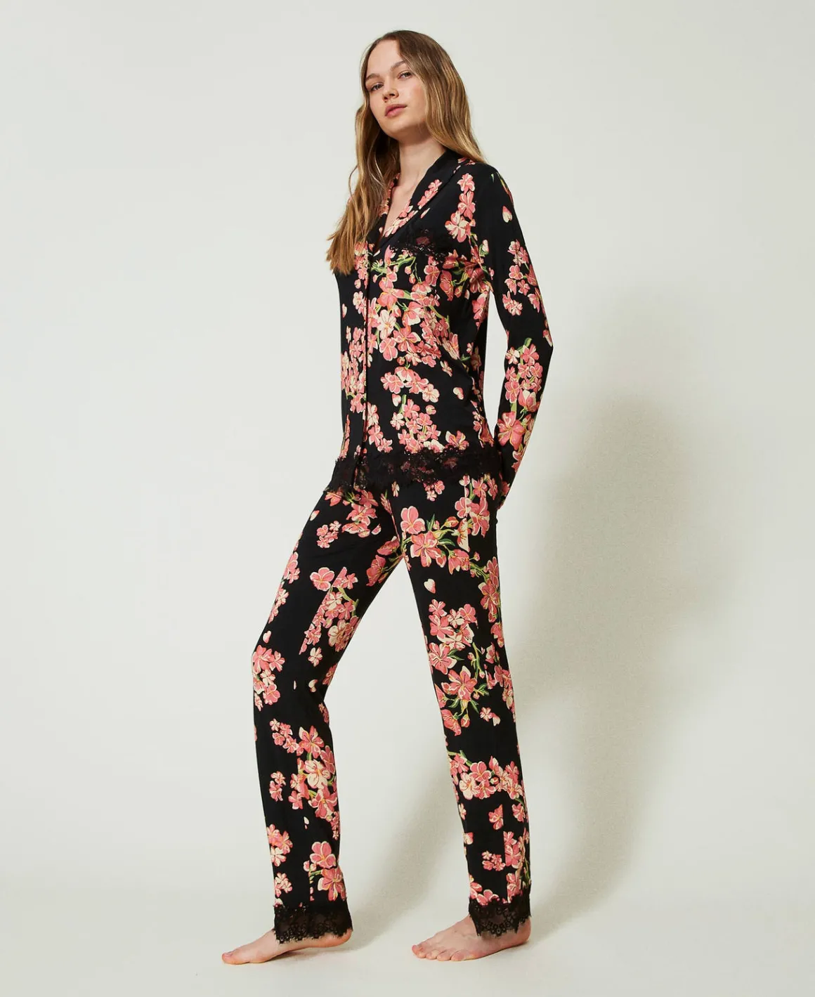 TWINSET Milano Pigiama A Uomo Stampato Con Pizzo | Intimo E Nightwear