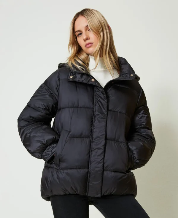 TWINSET Milano Piumino In Nylon Jacquard Rigato | Giacche E Piumini