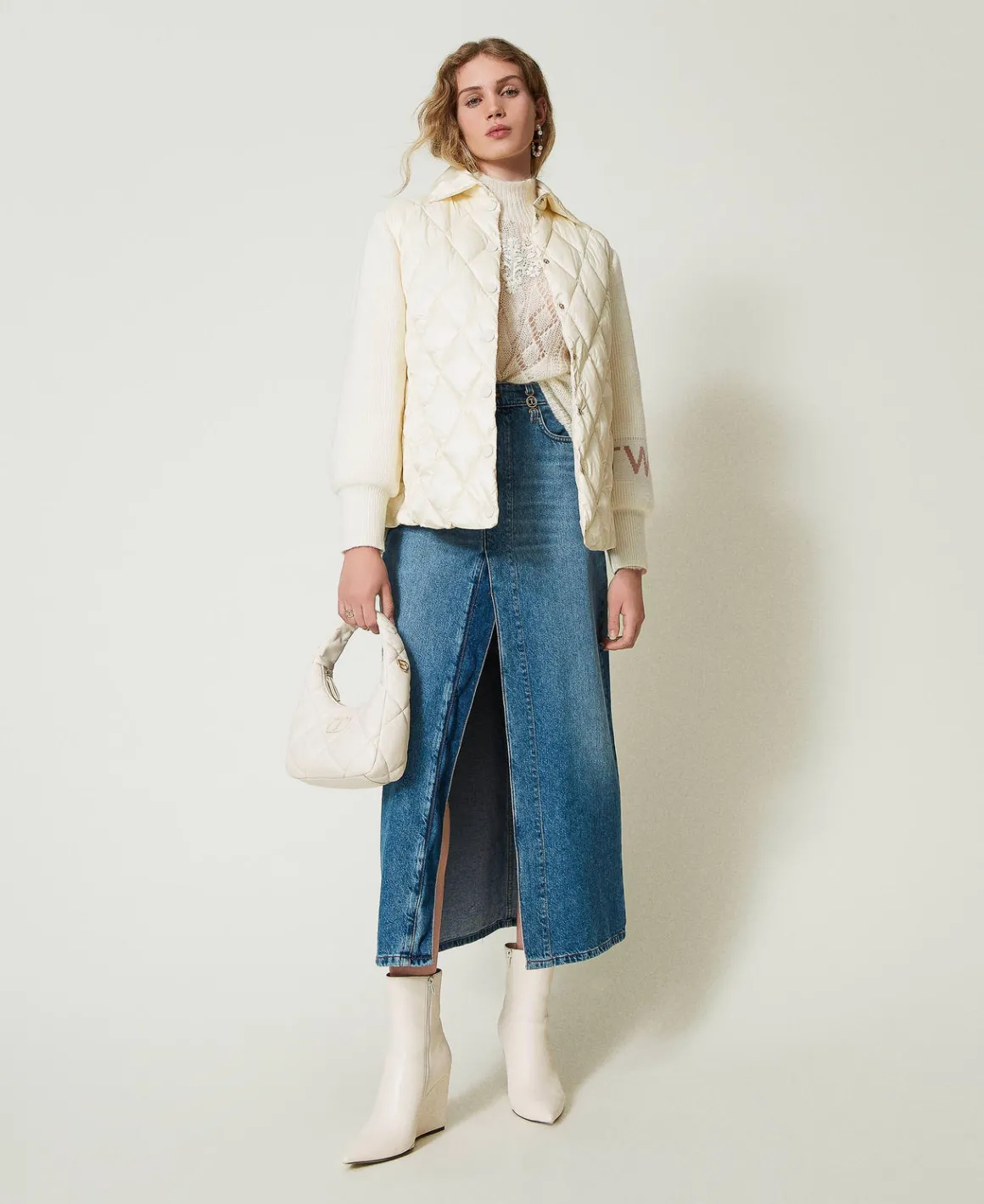 TWINSET Milano Piumino Trapuntato Con Maniche In Maglia | Giacche E Piumini