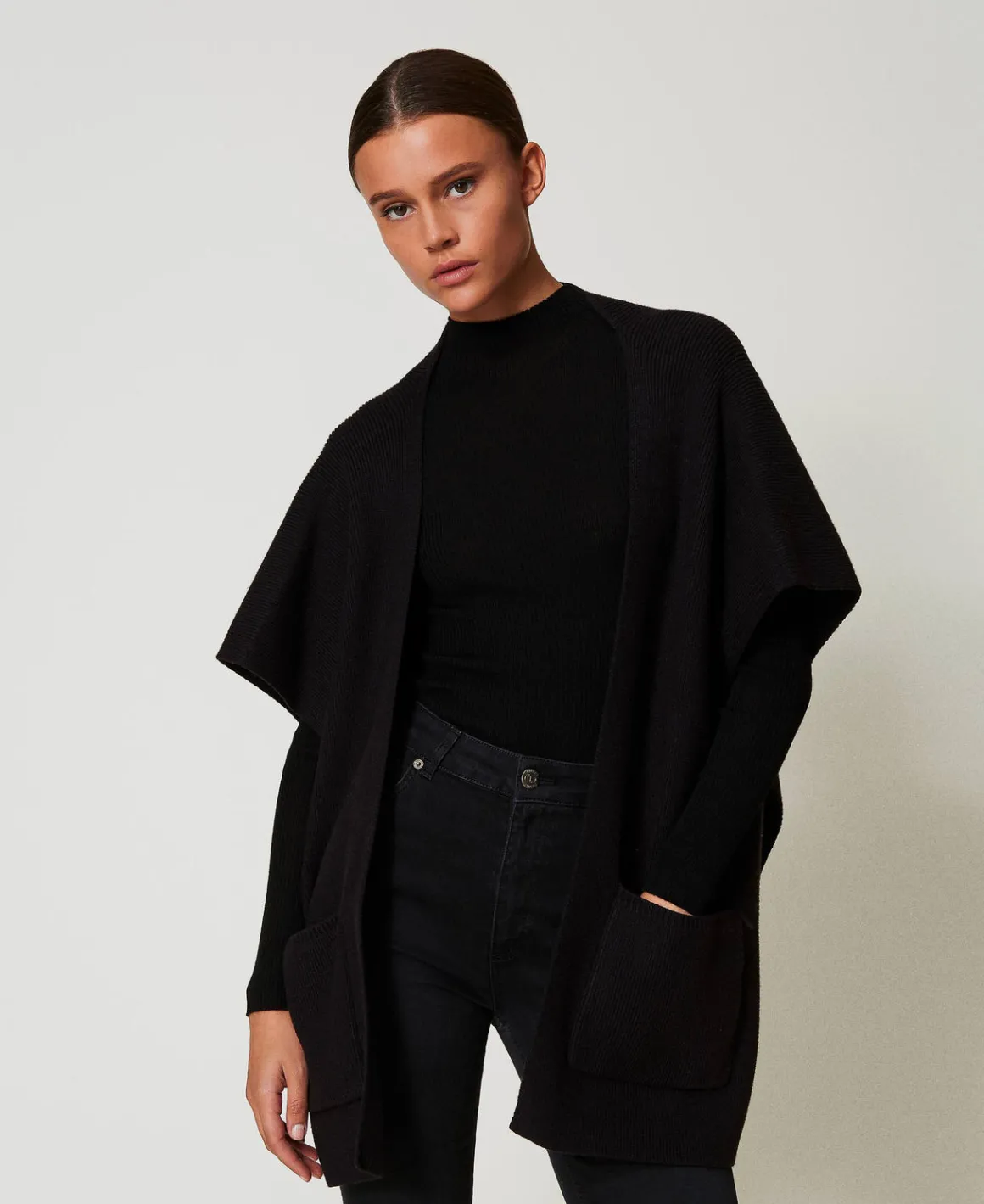 TWINSET Milano Poncho In Maglia Con Ricamo Logo | Poncho