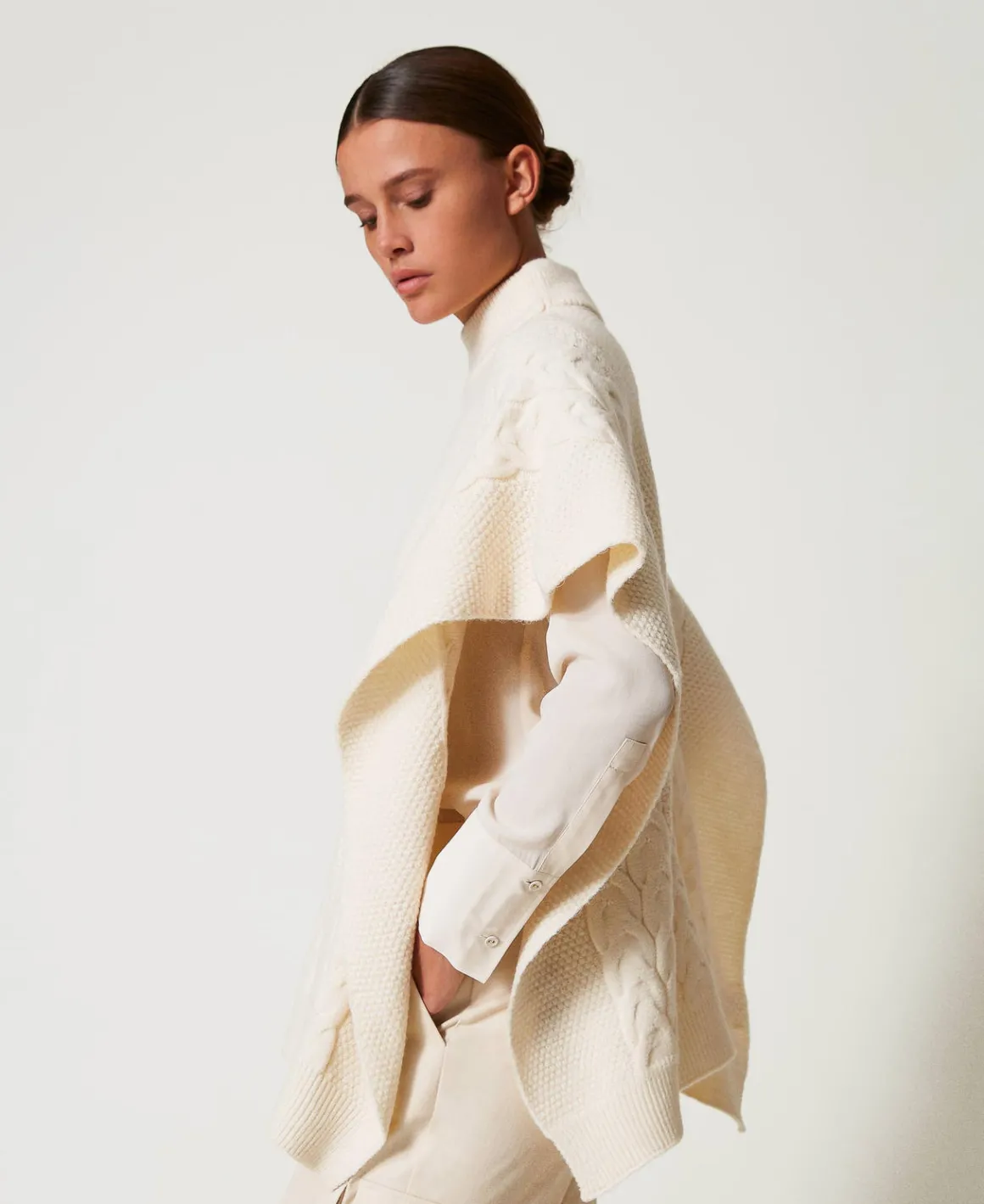 TWINSET Milano Poncho In Maglia Con Trecce | Poncho