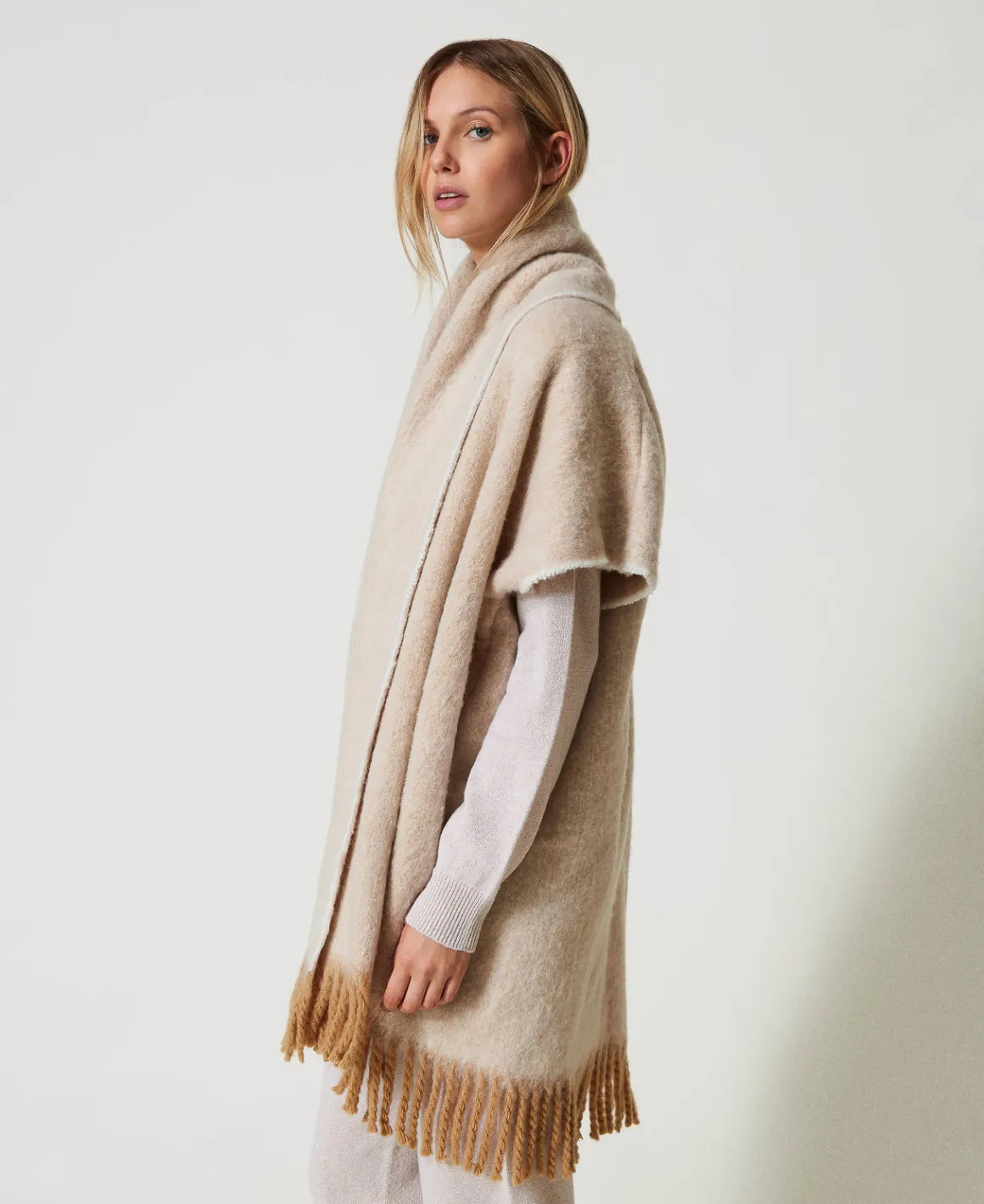 TWINSET Milano Poncho Mélange Con Frange | Poncho