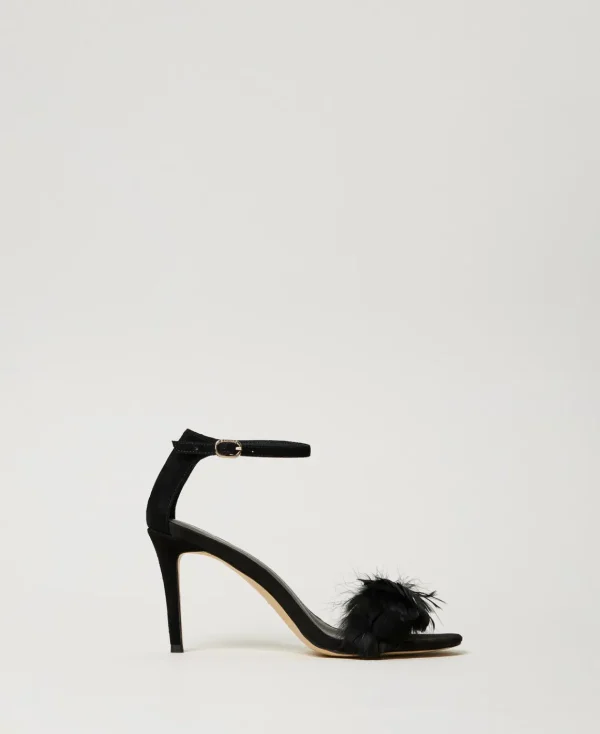 TWINSET Milano Sandali In Pelle Con Piume | Scarpe Con Tacco | Decolleté E Sandali