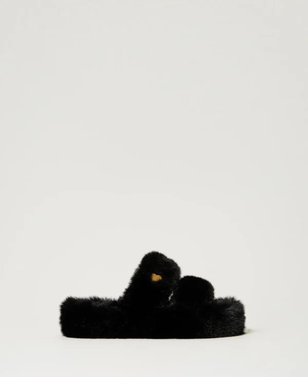 TWINSET Milano Sandali Slide In Faux Fur | Scarpe Basse | Decolleté E Sandali