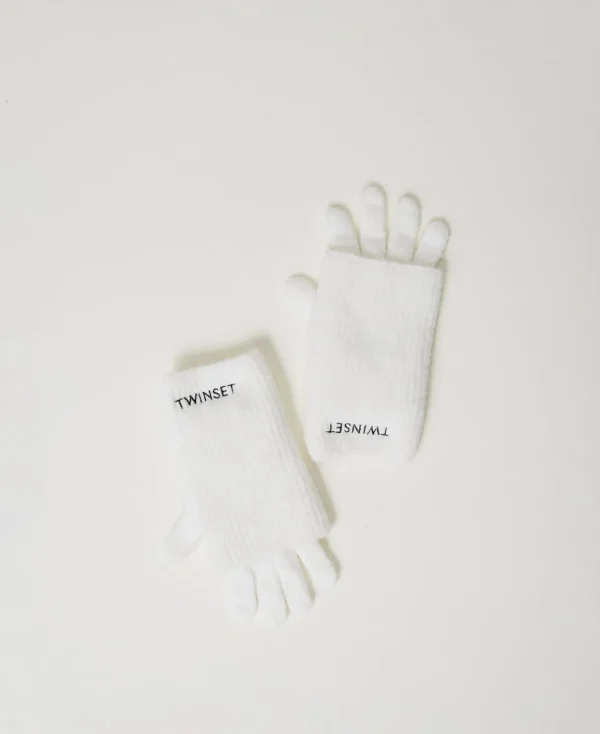 TWINSET Milano Set Guanti In Maglia Con Ricamo Logo | Accessori