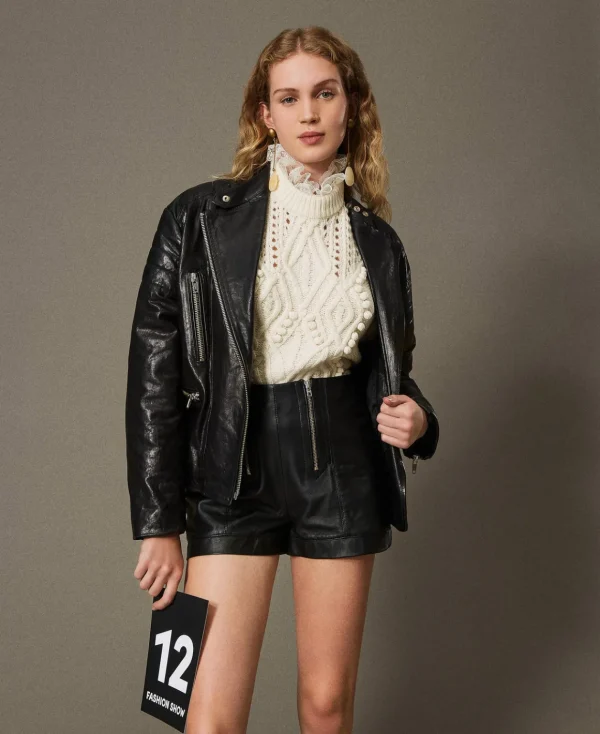 TWINSET Milano Shorts 'Fairfax' In Pelle Con Zip | Shorts