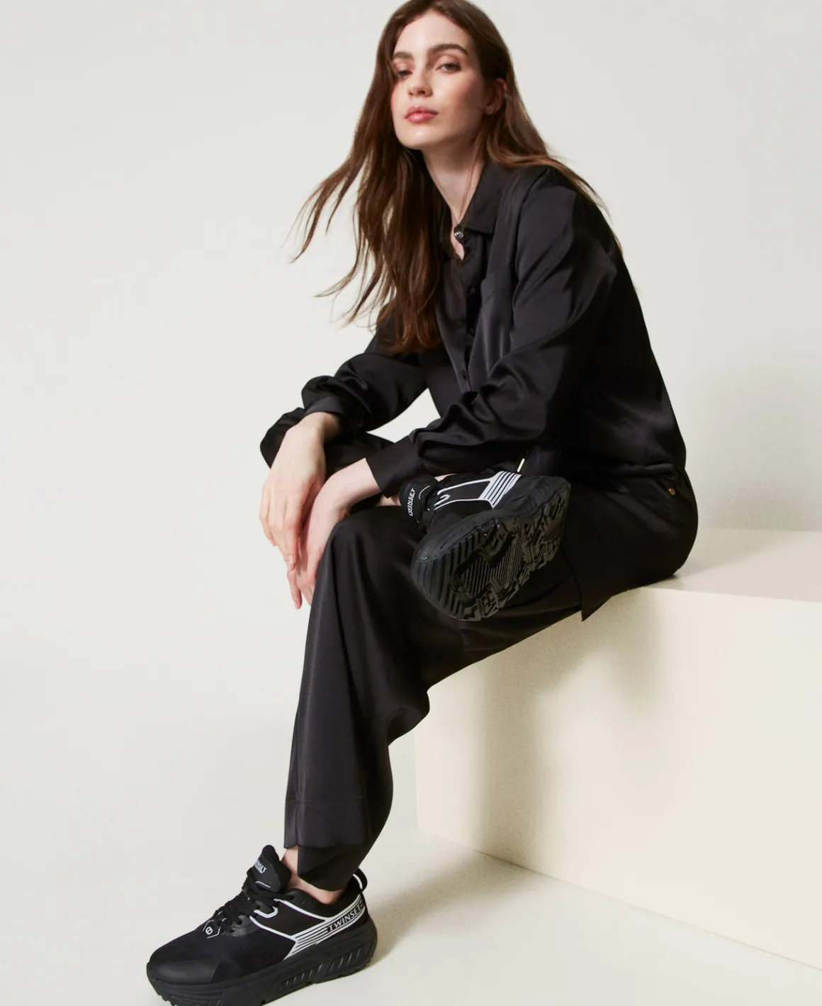 TWINSET Milano Sneakers Fessura A Righe Con Logo A Contrasto | Scarpe Basse | Sneakers