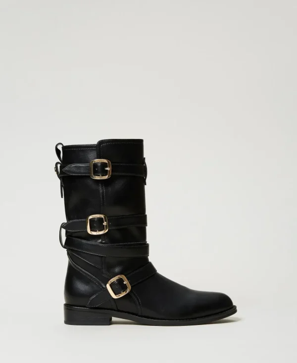 TWINSET Milano Stivali Biker Con Cinturini | Scarpe Basse | Stivali E Stivaletti
