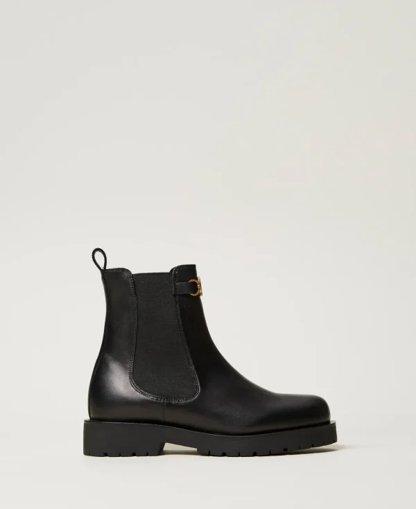 TWINSET Milano Stivali Chelsea In Pelle Con Oval T | Scarpe Basse | Stivali E Stivaletti