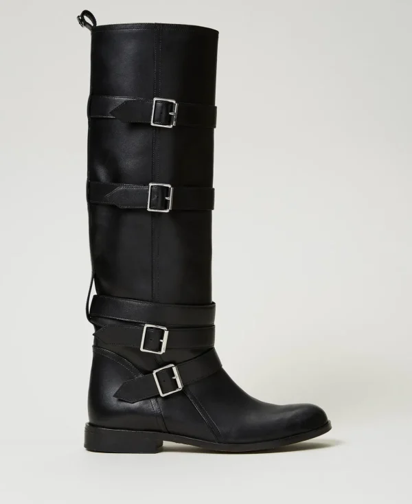 TWINSET Milano Stivali In Pelle Con Cinturini | Scarpe Basse | Stivali E Stivaletti