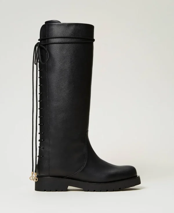 TWINSET Milano Stivali In Pelle Stringati | Scarpe Basse | Stivali E Stivaletti