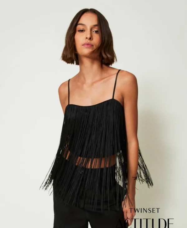 TWINSET Milano Top Corto MYFO Con Frange | T-Shirt E Top