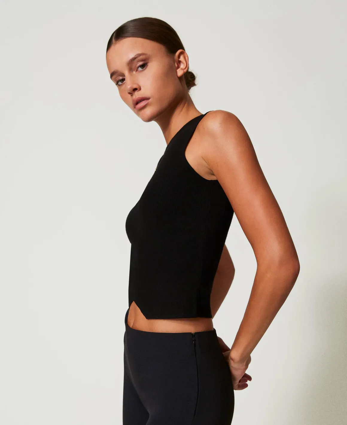 TWINSET Milano Top Doppio Uso In Maglia Con Oval T | T-Shirt E Top