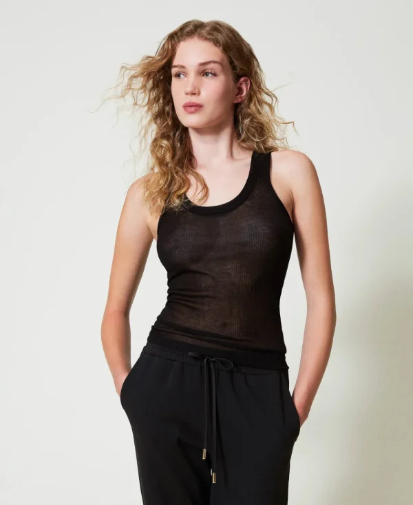 TWINSET Milano Top Fitted In Maglia Di Viscosa | T-Shirt E Top