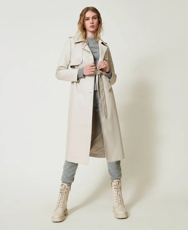 TWINSET Milano Trench Lungo Spalmato Con Cintura | Cappotti E Trench
