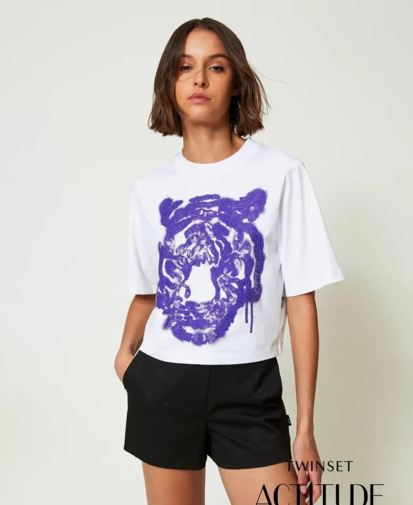 TWINSET Milano T-shirt Boxy MYFO Con Stampa E Paillettes | T-Shirt E Top