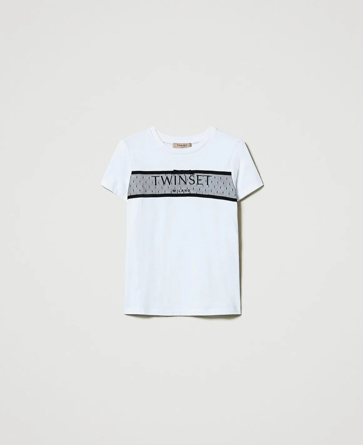 TWINSET Milano T-shirt Con Balza In Tulle E Ricamo Logo | T-Shirt E Top