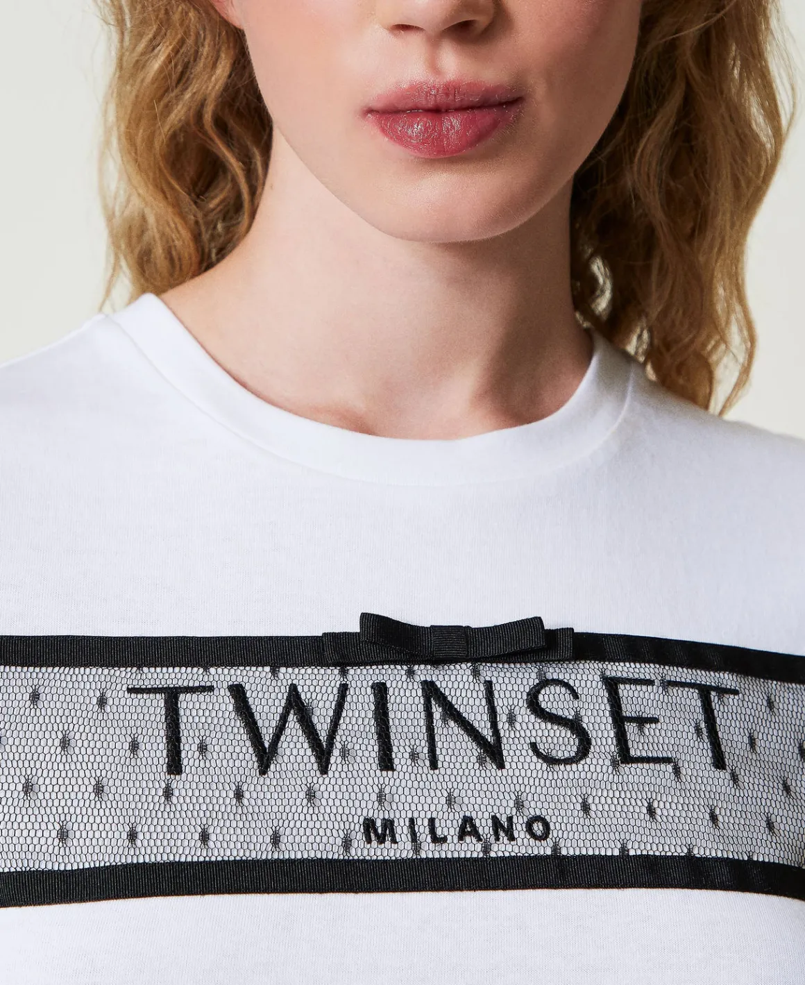 TWINSET Milano T-shirt Con Balza In Tulle E Ricamo Logo | T-Shirt E Top