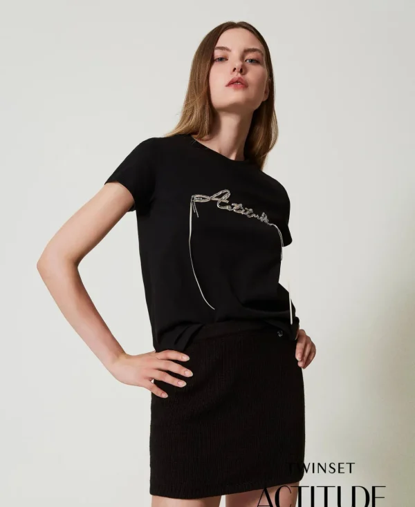 TWINSET Milano T-shirt Con Logo E Strass | T-Shirt E Top