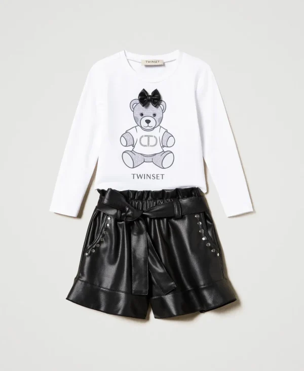 TWINSET Milano T-shirt Con Stampa E Shorts Con Volant | Pantaloni E Jeans | T-Shirt E Top