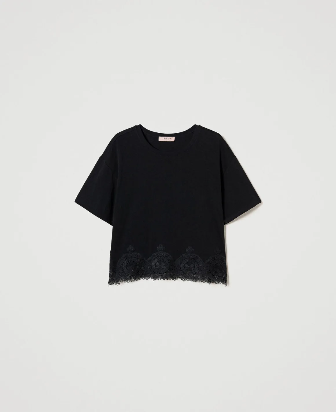 TWINSET Milano T-shirt Cropped Con Pizzo Macramè | T-Shirt E Top