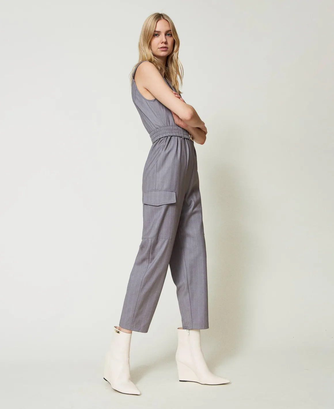 TWINSET Milano Tuta Gessata Con Cintura | Tute | Vestiti Lunghi